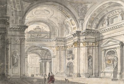 A templom belsejének nézete alkotó: Charles-Michel-Ange Challe